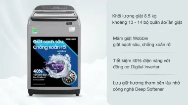 Máy giặt Samsung Inverter 8.5 kg WA85T5160BY/SV