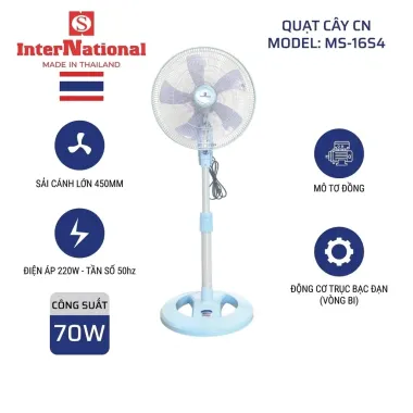 Quạt đứng International MS-16S4 công suất lớn 70W