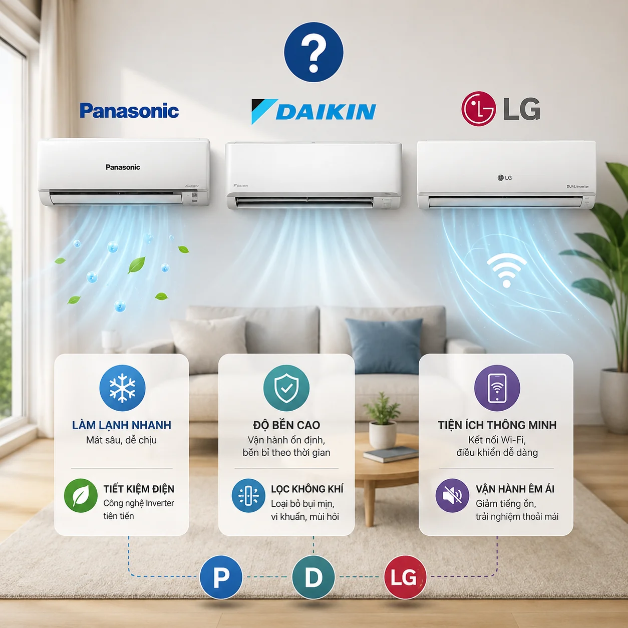 N&ecirc;n Mua M&aacute;y Lạnh Panasonic, Daikin Hay LG? So S&aacute;nh Chi Tiết Từ A Đến Z