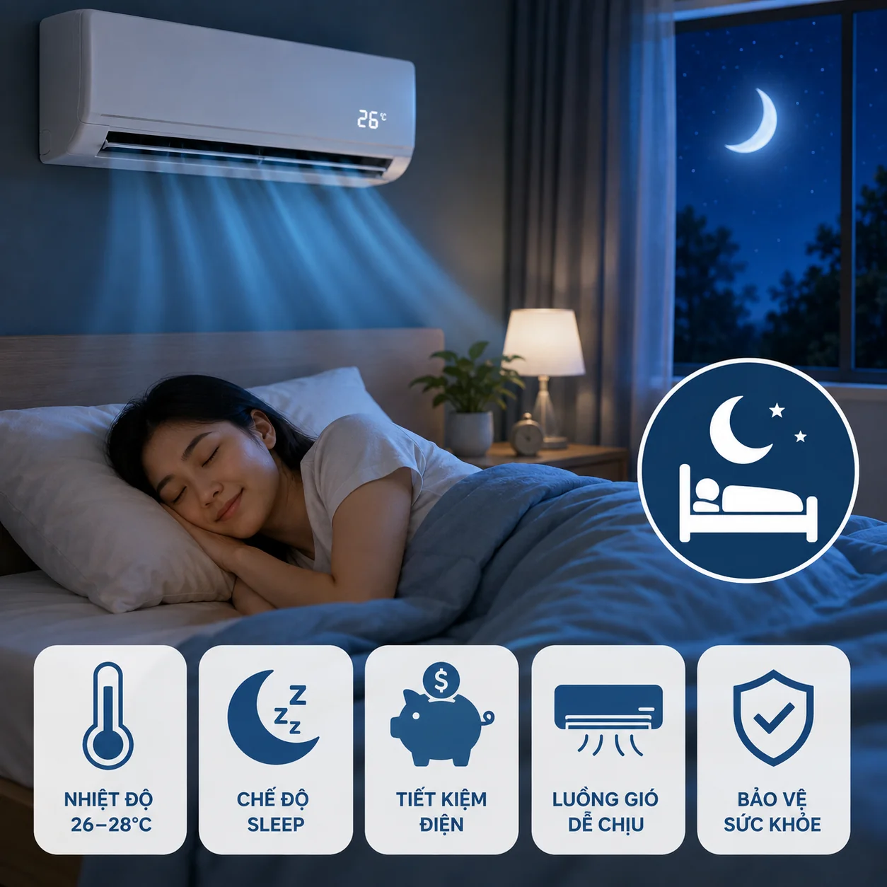 C&oacute; N&ecirc;n Bật M&aacute;y Lạnh Suốt Đ&ecirc;m Kh&ocirc;ng? C&aacute;ch Sử Dụng Vừa M&aacute;t Vừa Tiết Kiệm Điện