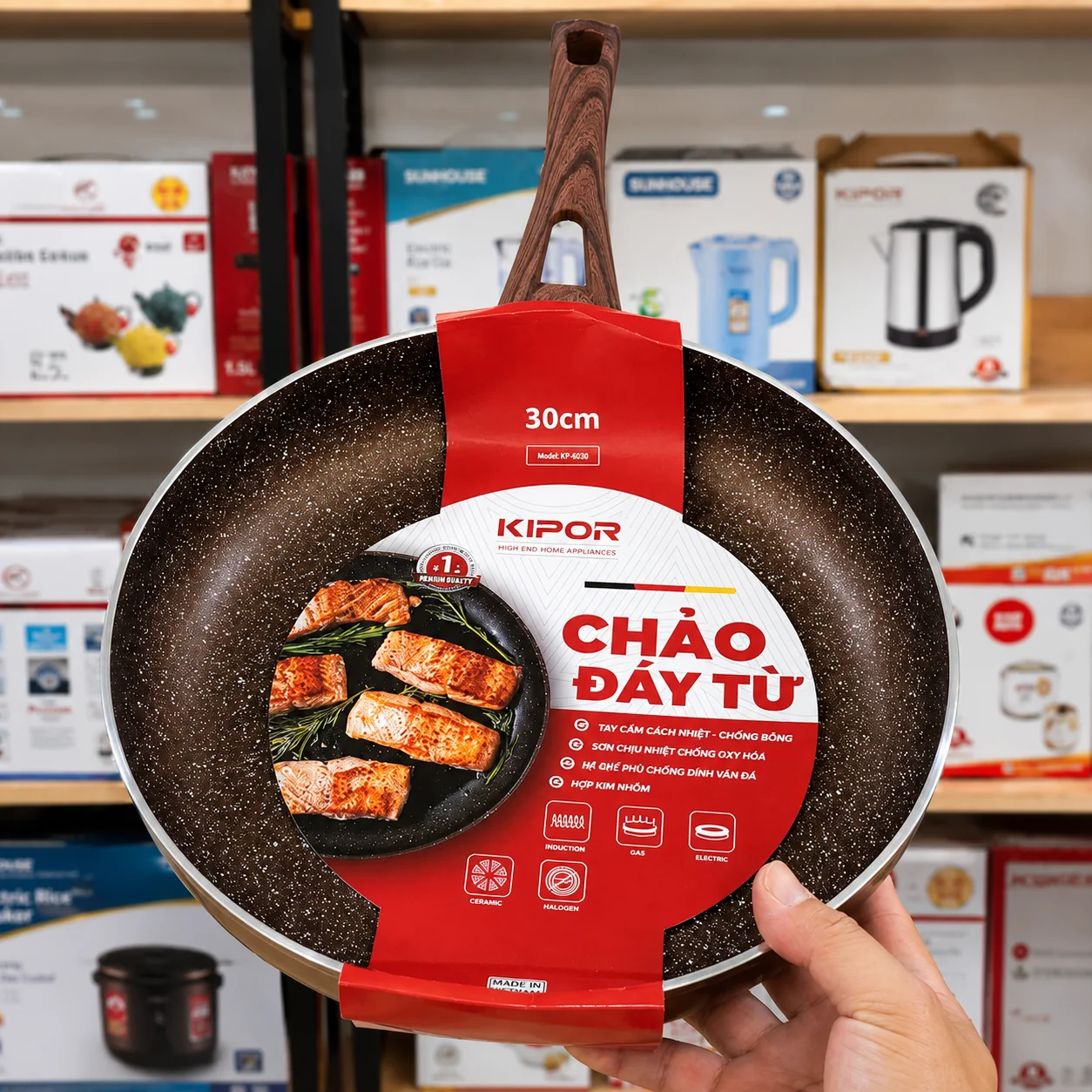 Chảo từ nhôm vân đá Kipor